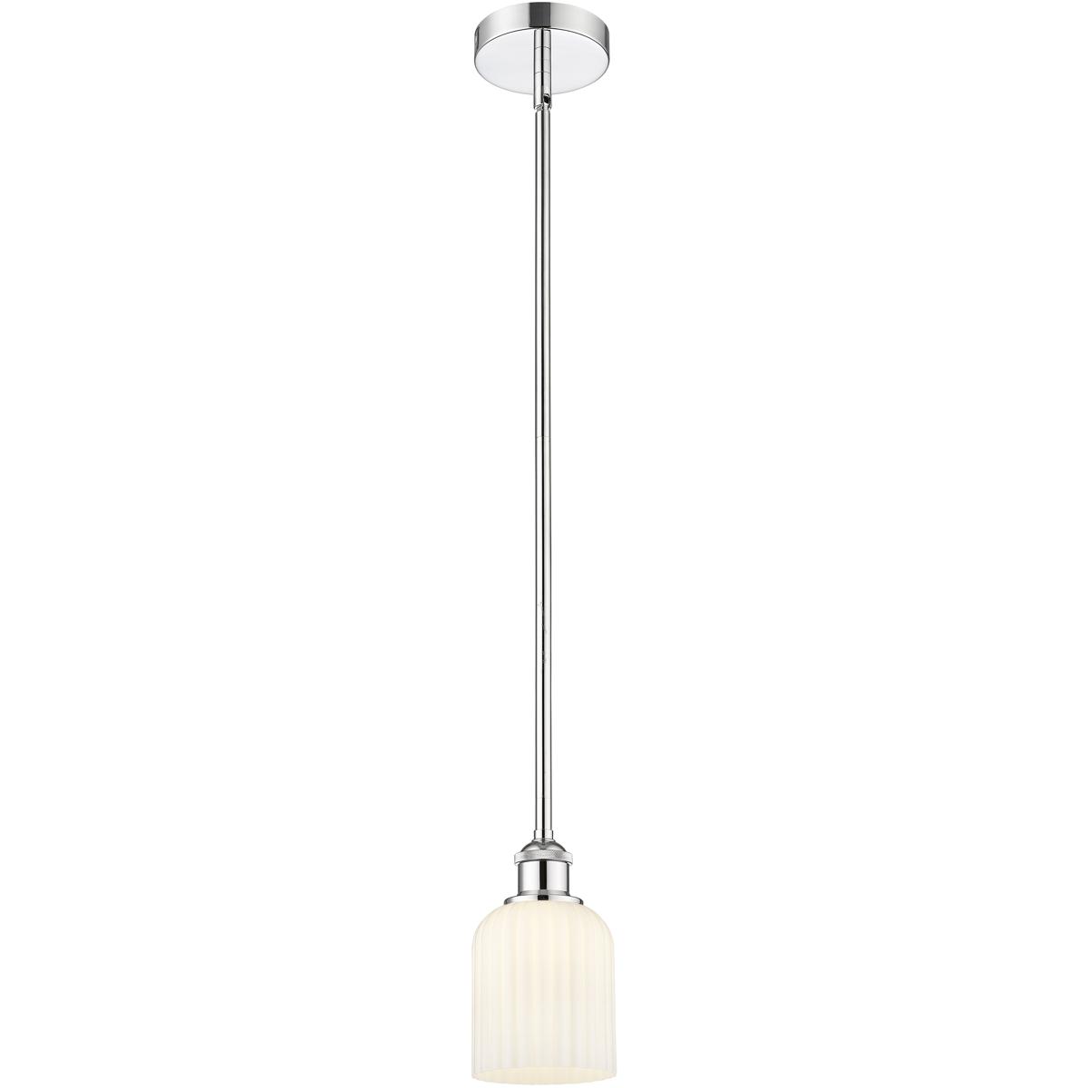 Innovations Lighting 616-1S-PC-G559-5GWH Bridal Veil 1 Light 5 inch Polished Chrome Mini Pendant Ceiling Light in Gloss White Glass