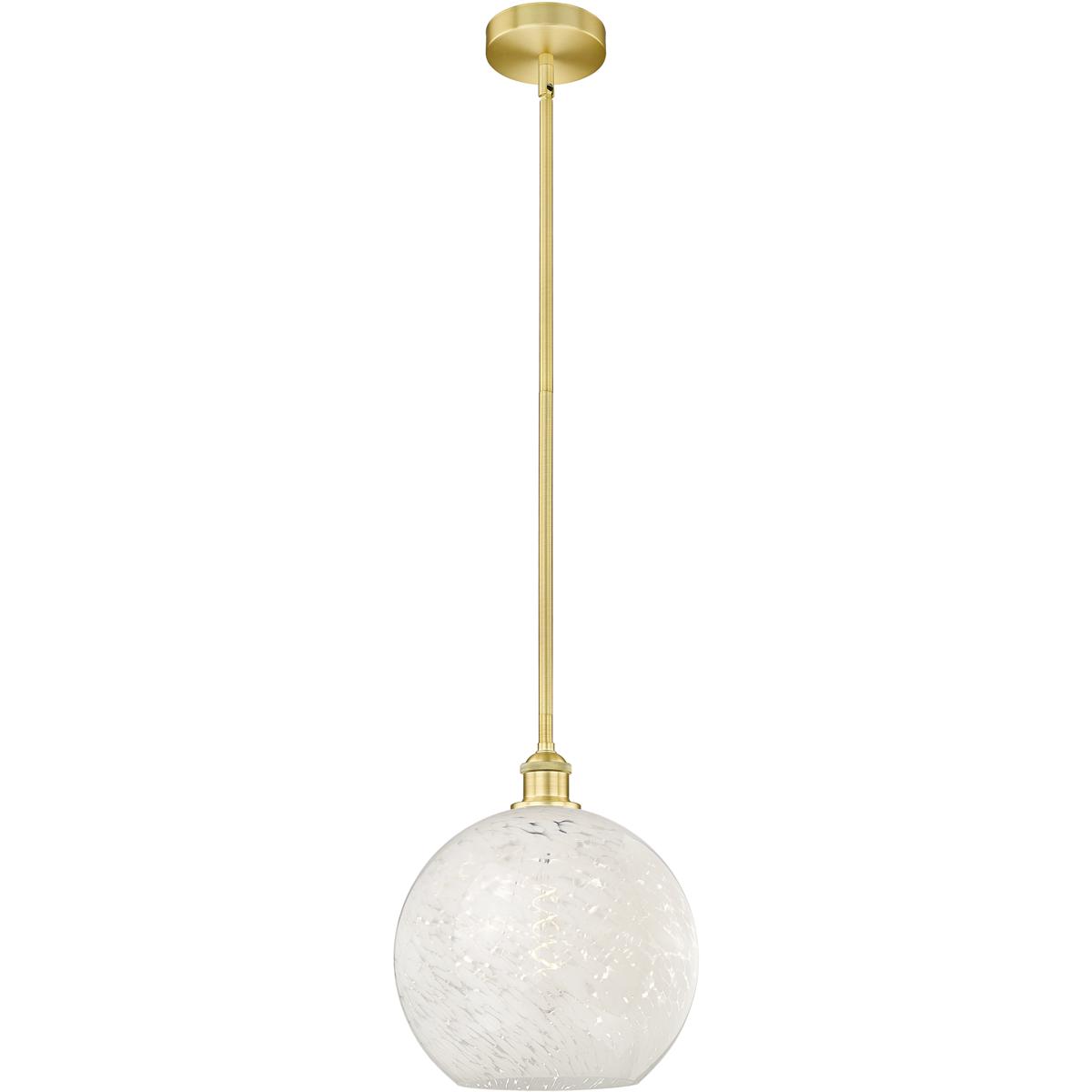 Innovations Lighting 616-1S-SG-G1216-12WM Edison White Mouchette 1 Light 12 inch Satin Gold Stem Hung Pendant Ceiling Light