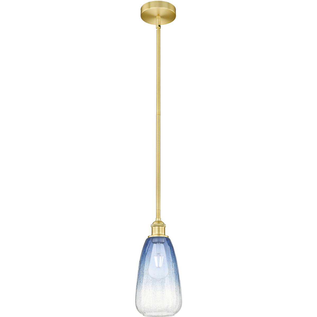 Innovations Lighting 616-1S-SG-G480-6SB Edison Brookhaven Almond 1 Light 6 inch Satin Gold Mini Pendant Ceiling Light in Sapphire Blue Glass