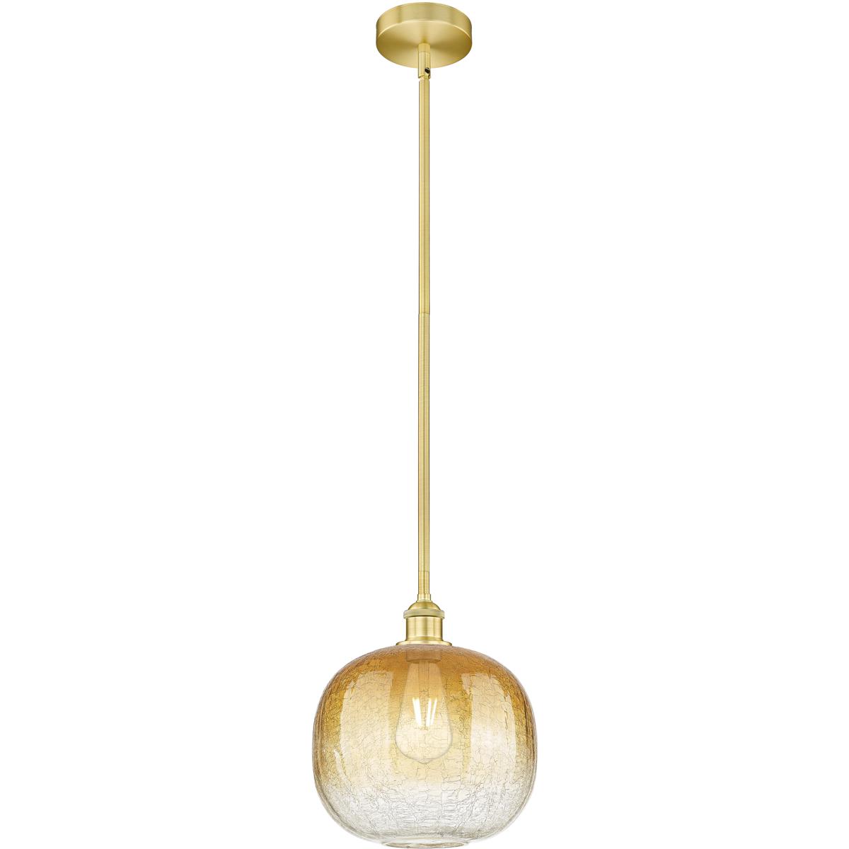 Innovations Lighting 616-1S-SG-G481-10AM Edison Brookhaven Sphere 1 Light 10.5 inch Satin Gold Mini Pendant Ceiling Light in Amber Glass