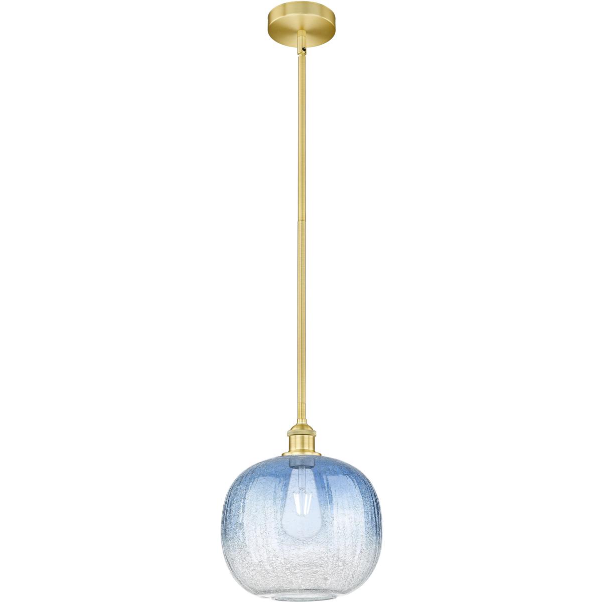Innovations Lighting 616-1S-SG-G481-10SB Edison Brookhaven Sphere 1 Light 10.5 inch Satin Gold Mini Pendant Ceiling Light in Sapphire Blue Glass