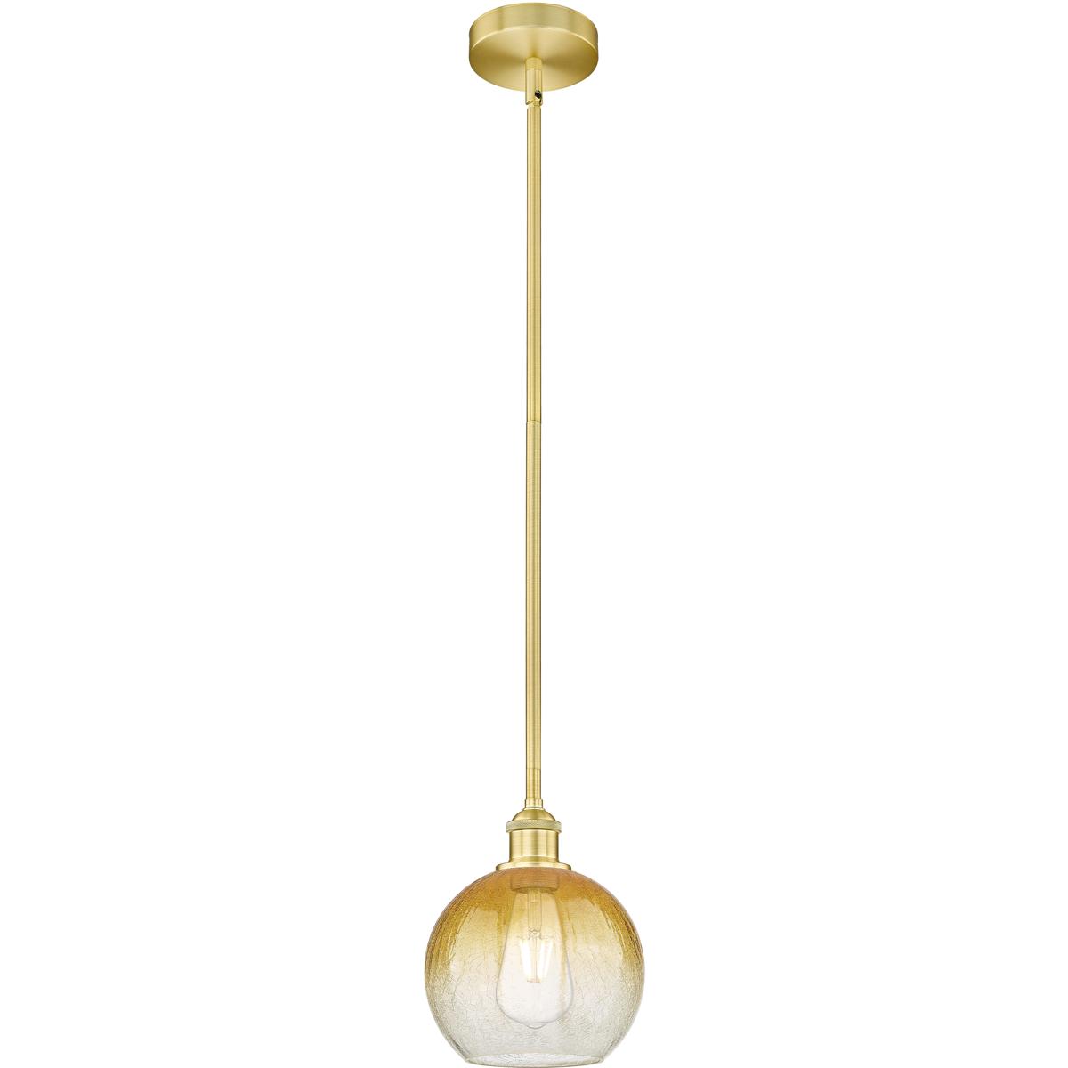 Innovations Lighting 616-1S-SG-G483-8AM Edison Brookhaven Globe 1 Light 7.88 inch Satin Gold Mini Pendant Ceiling Light in Amber Glass