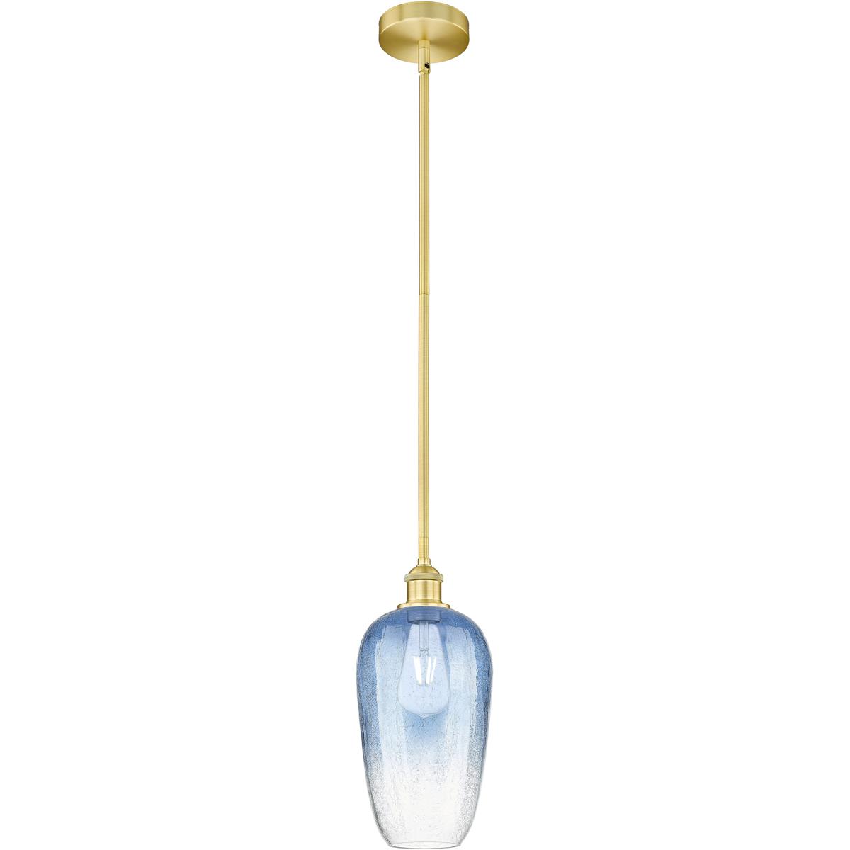 Innovations Lighting 616-1S-SG-G484-7SB Edison Brookhaven Flute 1 Light 7 inch Satin Gold Mini Pendant Ceiling Light in Sapphire Blue Glass