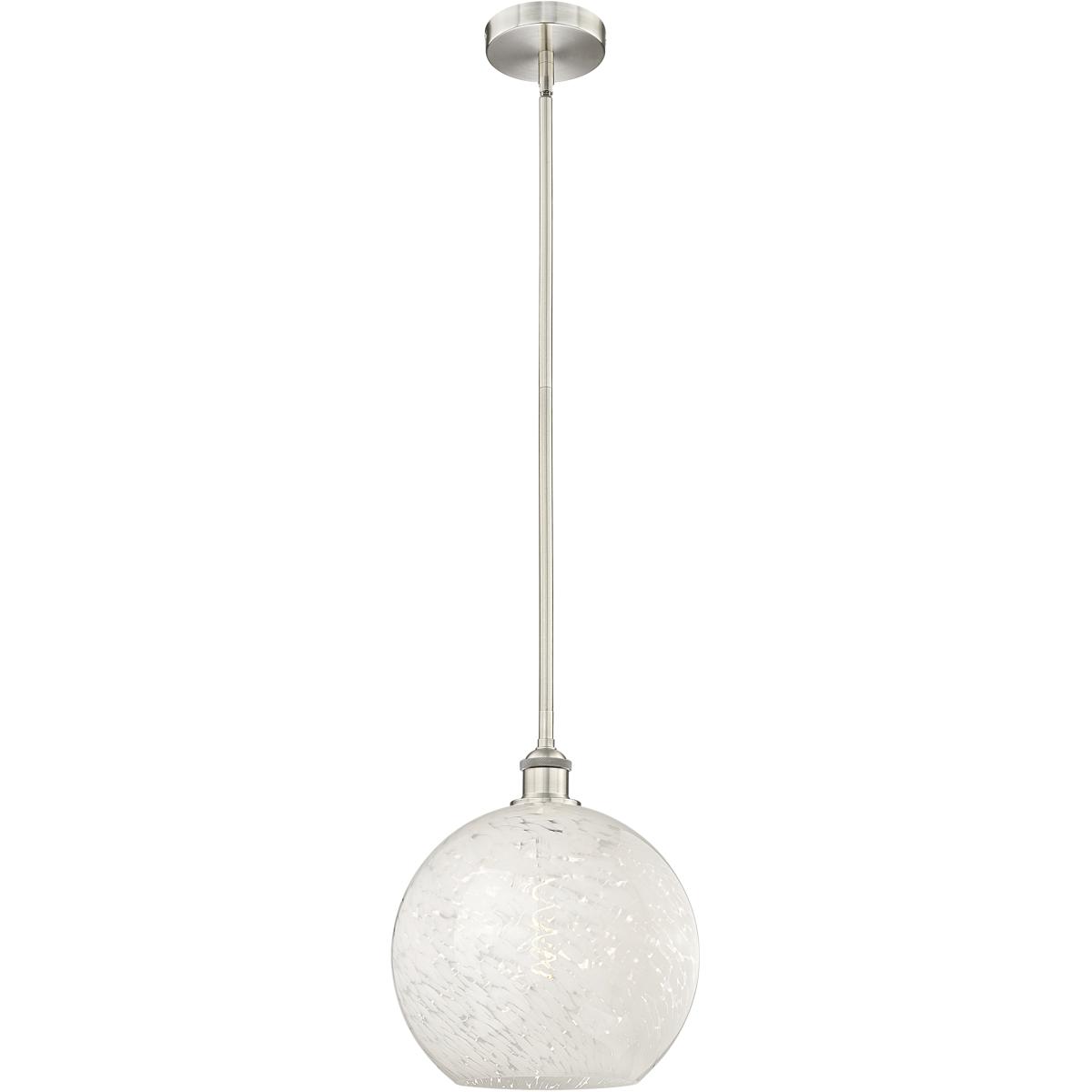 Innovations Lighting 616-1S-SN-G1216-12WM Edison White Mouchette 1 Light 12 inch Brushed Satin Nickel Stem Hung Pendant Ceiling Light