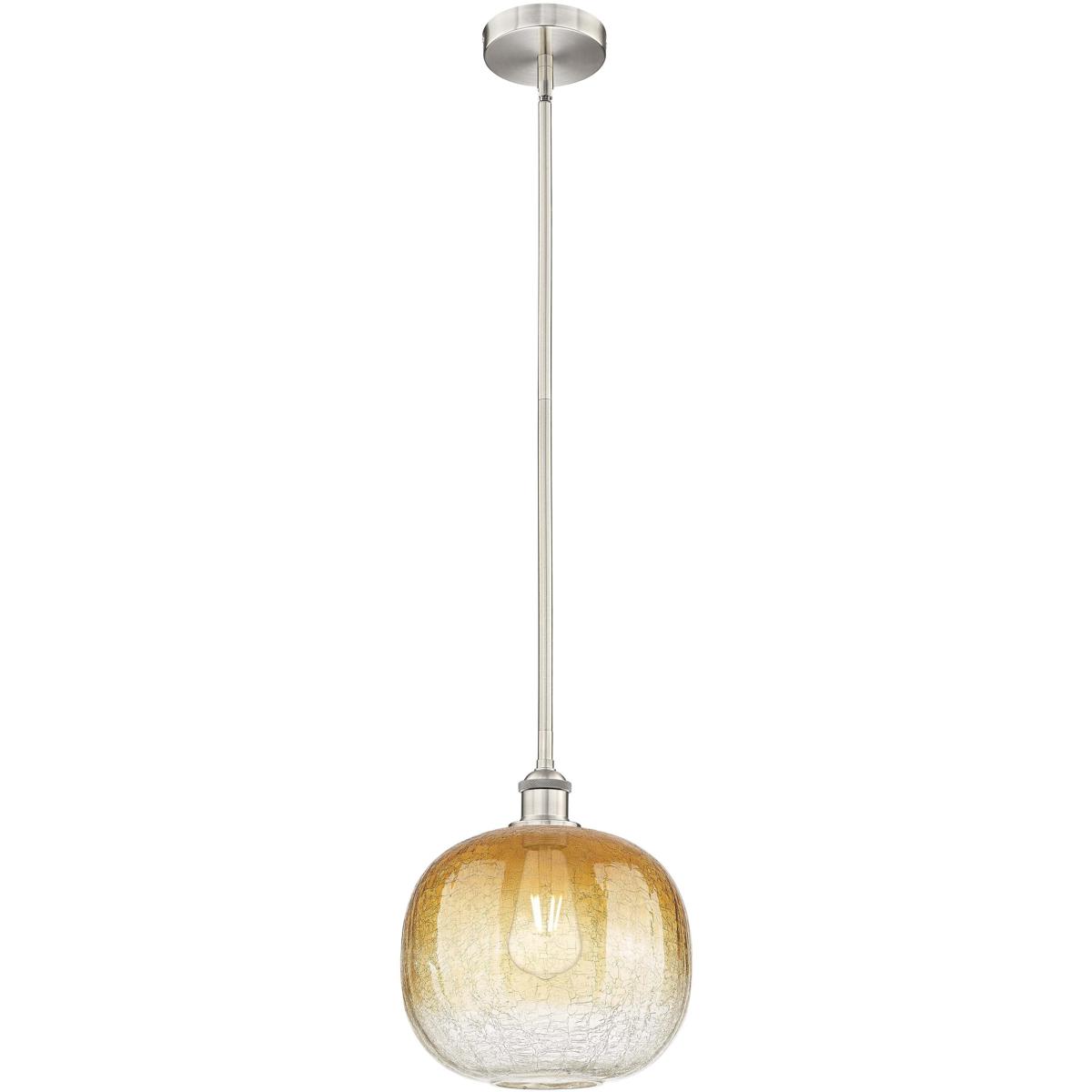 Innovations Lighting 616-1S-SN-G481-10AM Edison Brookhaven Sphere 1 Light 10.5 inch Brushed Satin Nickel Mini Pendant Ceiling Light in Amber Glass