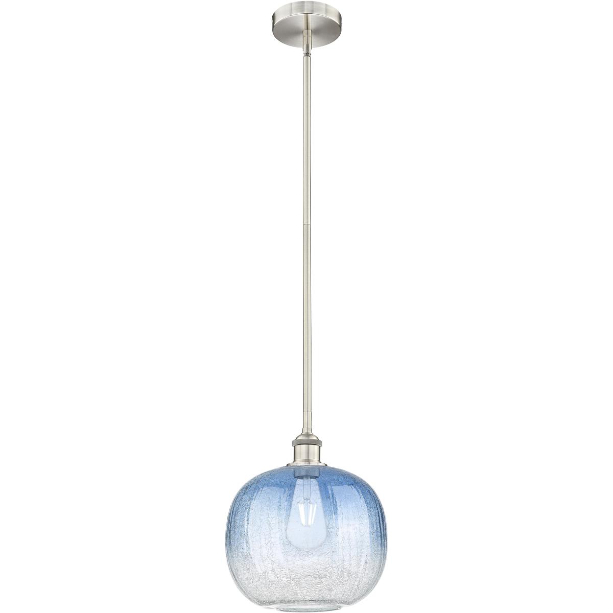 Innovations Lighting 616-1S-SN-G481-10SB Edison Brookhaven Sphere 1 Light 10.5 inch Brushed Satin Nickel Mini Pendant Ceiling Light in Sapphire Blue G