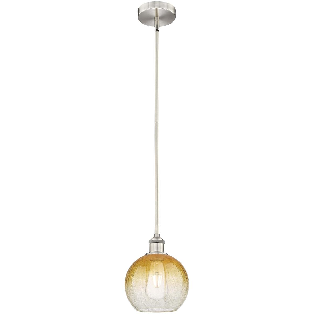 Innovations Lighting 616-1S-SN-G483-8AM Edison Brookhaven Globe 1 Light 7.88 inch Brushed Satin Nickel Mini Pendant Ceiling Light in Amber Glass
