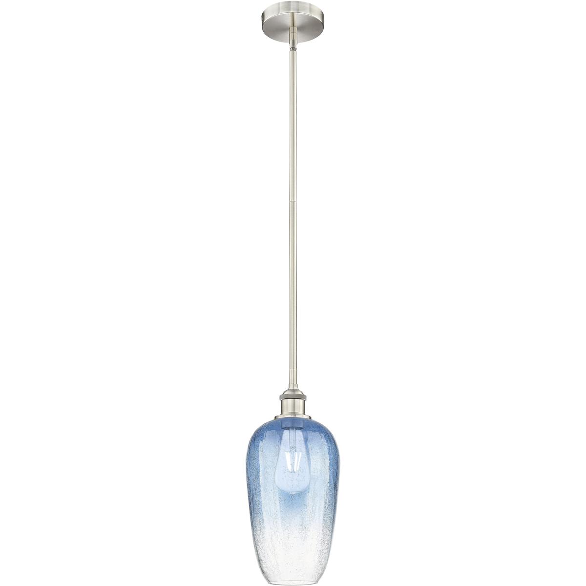 Innovations Lighting 616-1S-SN-G484-7SB Edison Brookhaven Flute 1 Light 7 inch Brushed Satin Nickel Mini Pendant Ceiling Light in Sapphire Blue Glass