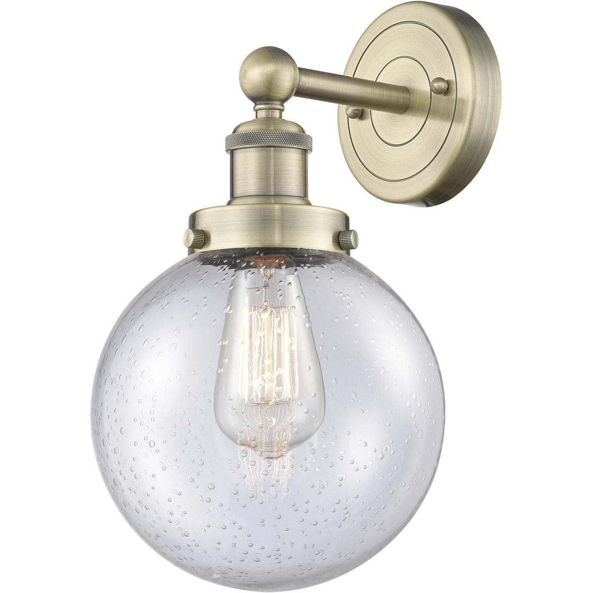 Innovations Lighting 616-1W-AB-G204-8 Beacon Sconce Wall Light in Antique Brass, Seedy
