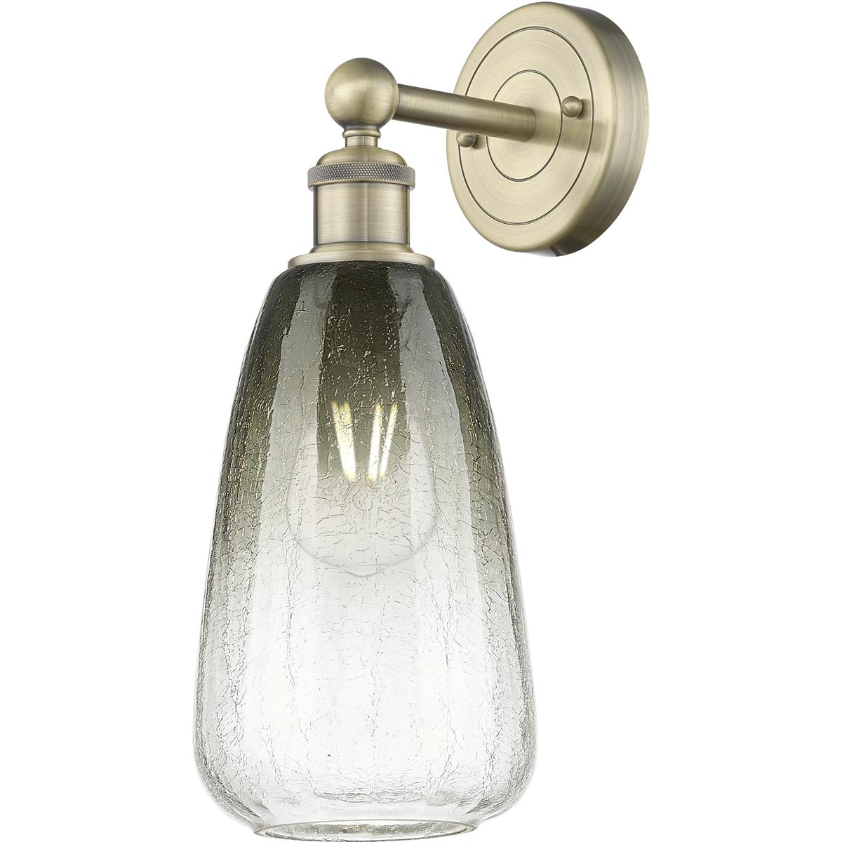 Innovations Lighting 616-1W-AB-G480-6SL Edison Brookhaven Almond Armed Sconce Wall Light in Antique Brass, Slate Glass