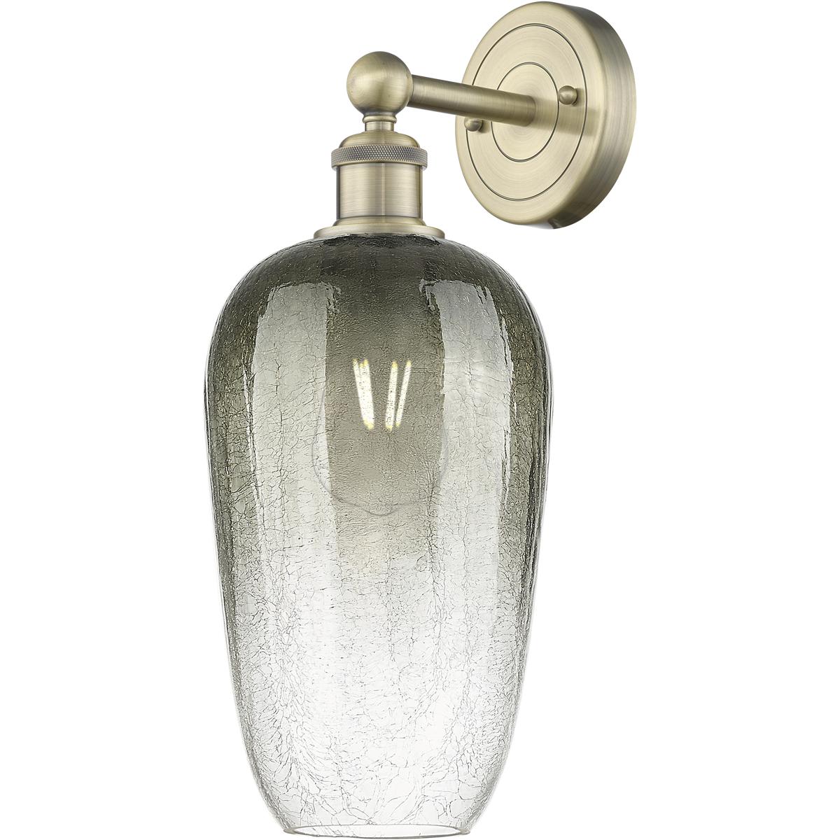 Innovations Lighting 616-1W-AB-G484-7SL Edison Brookhaven Flute Armed Sconce Wall Light in Antique Brass, Slate Glass