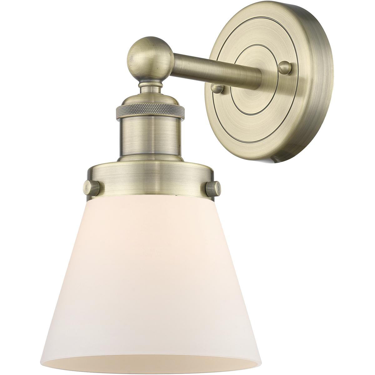 Innovations Lighting 616-1W-AB-G61 Cone Sconce Wall Light in Antique Brass, Matte White