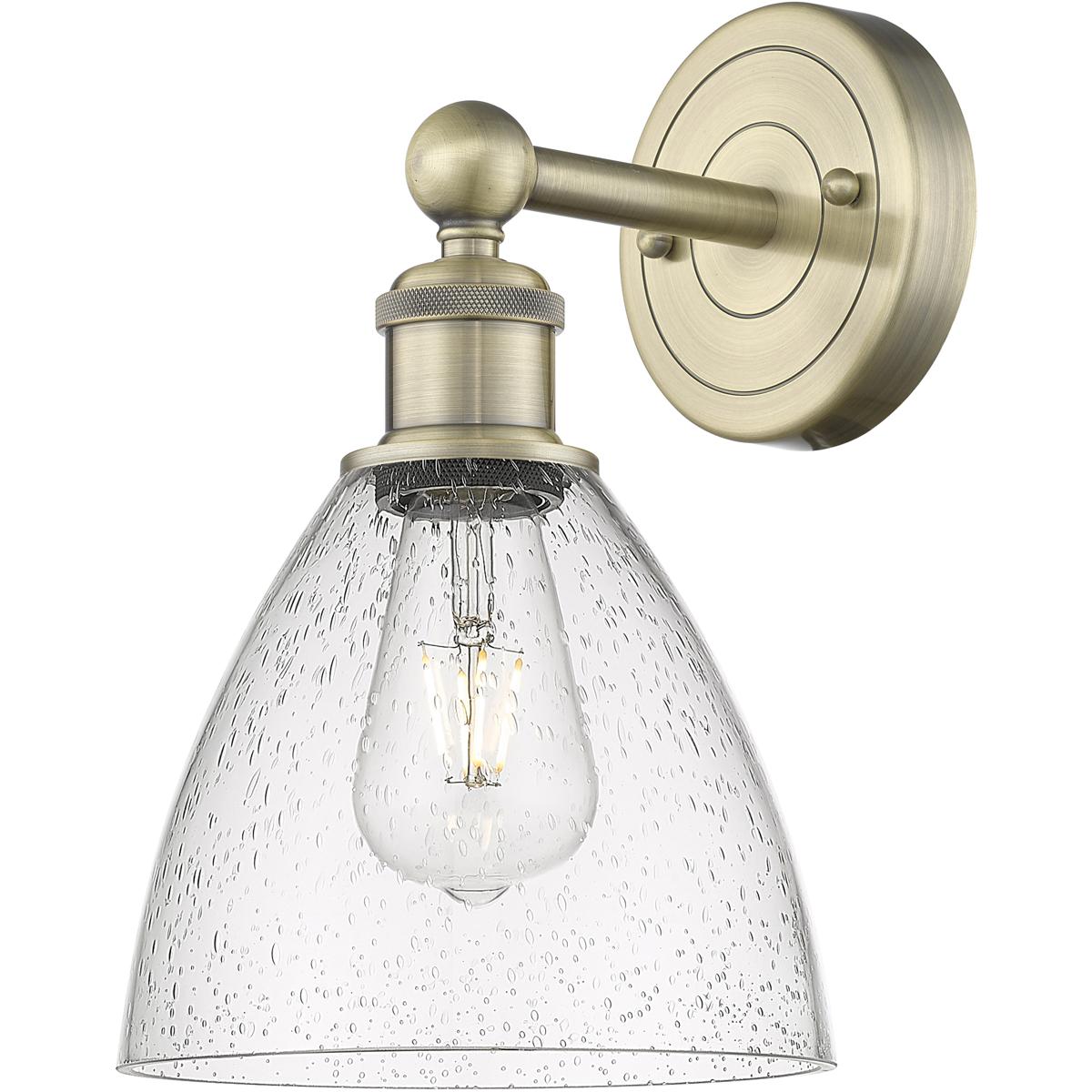 Innovations Lighting 616-1W-AB-GBD-754 Bristol Glass Sconce Wall Light in Antique Brass, Seedy