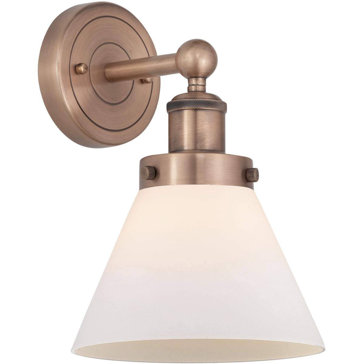 Innovations Lighting 616-1W-AC-G41 Cone Sconce Wall Light in Antique Copper, Matte White