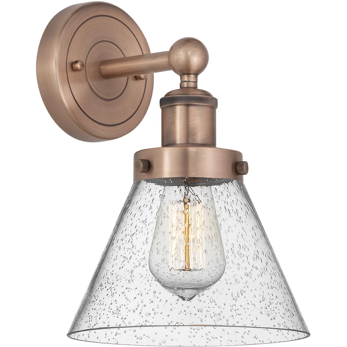 Innovations Lighting 616-1W-AC-G44 Cone Sconce Wall Light in Antique Copper, Seedy