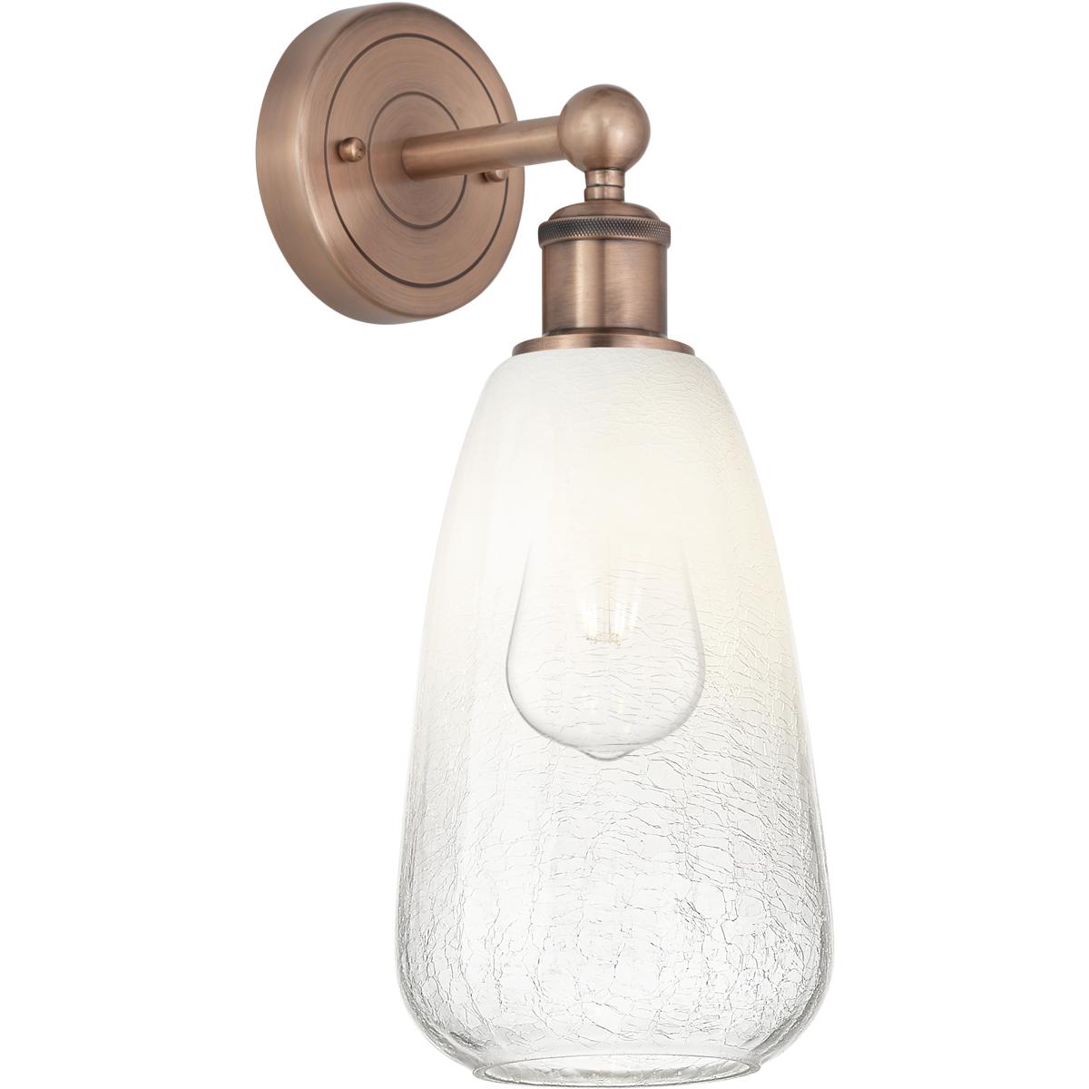Innovations Lighting 616-1W-AC-G480-6OP Edison Brookhaven Almond Armed Sconce Wall Light in Antique Copper, Opal Glass