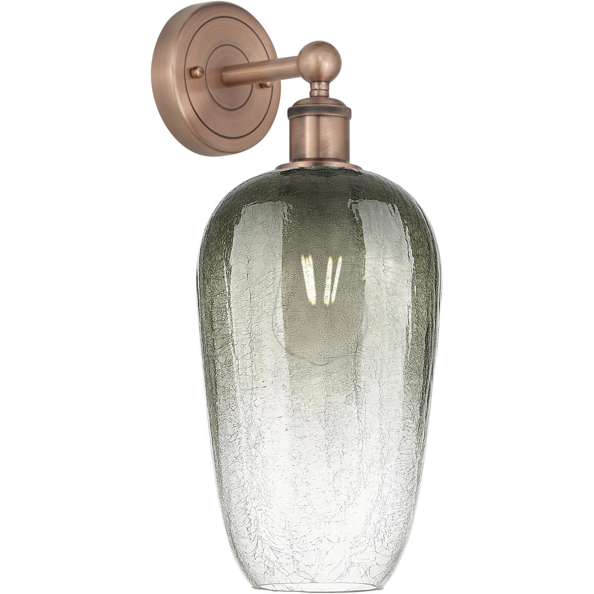 Innovations Lighting 616-1W-AC-G484-7SL Edison Brookhaven Flute Armed Sconce Wall Light in Antique Copper, Slate Glass