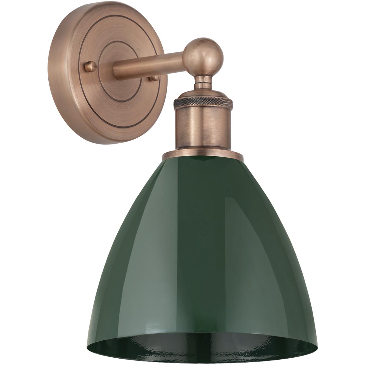 Innovations Lighting 616-1W-AC-MBD-75-GR Plymouth Dome Sconce Wall Light in Antique Copper, Green