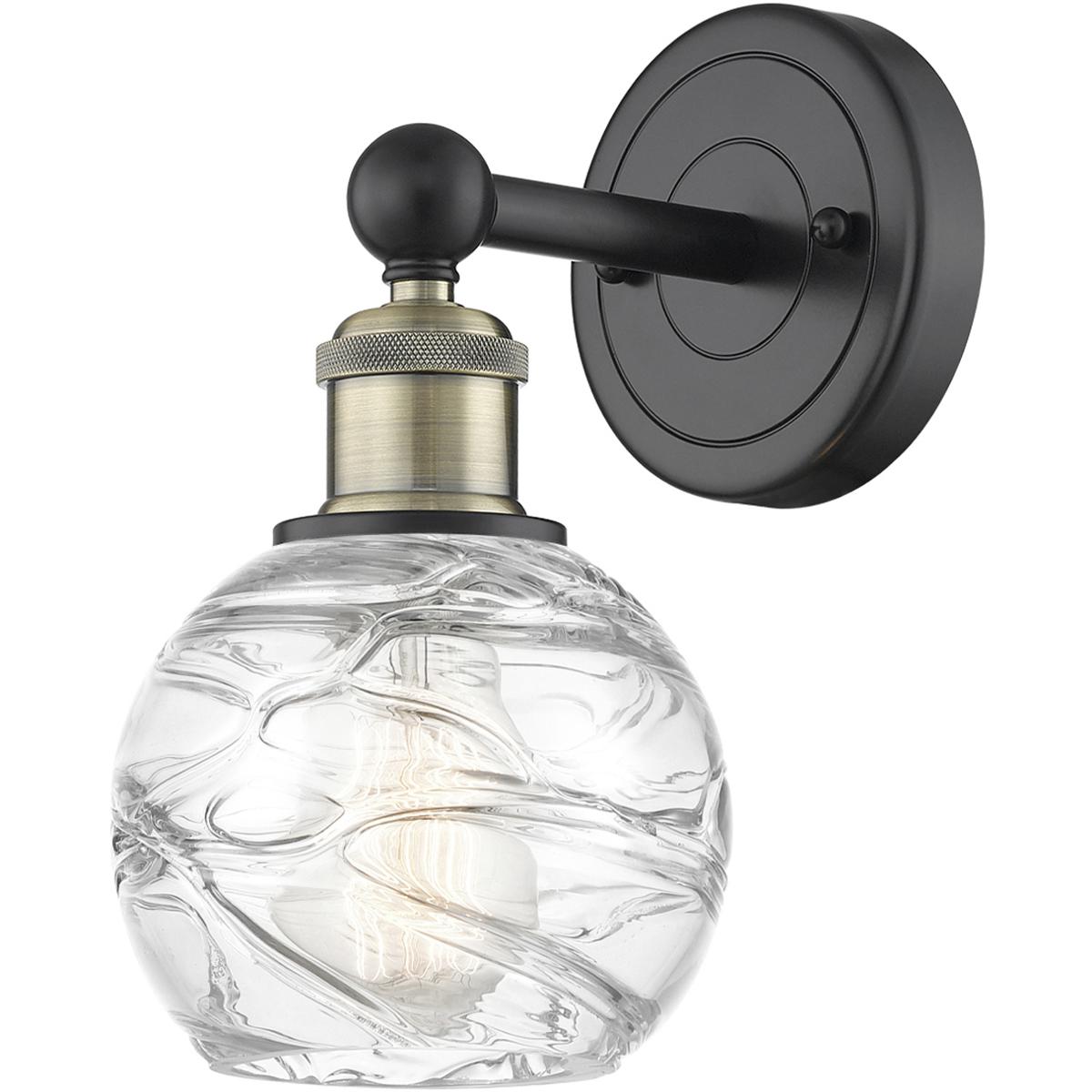 Innovations Lighting 616-1W-BAB-G1213-6 Athens Deco Swirl Sconce Wall Light in Black Antique Brass, Clear Deco Swirl