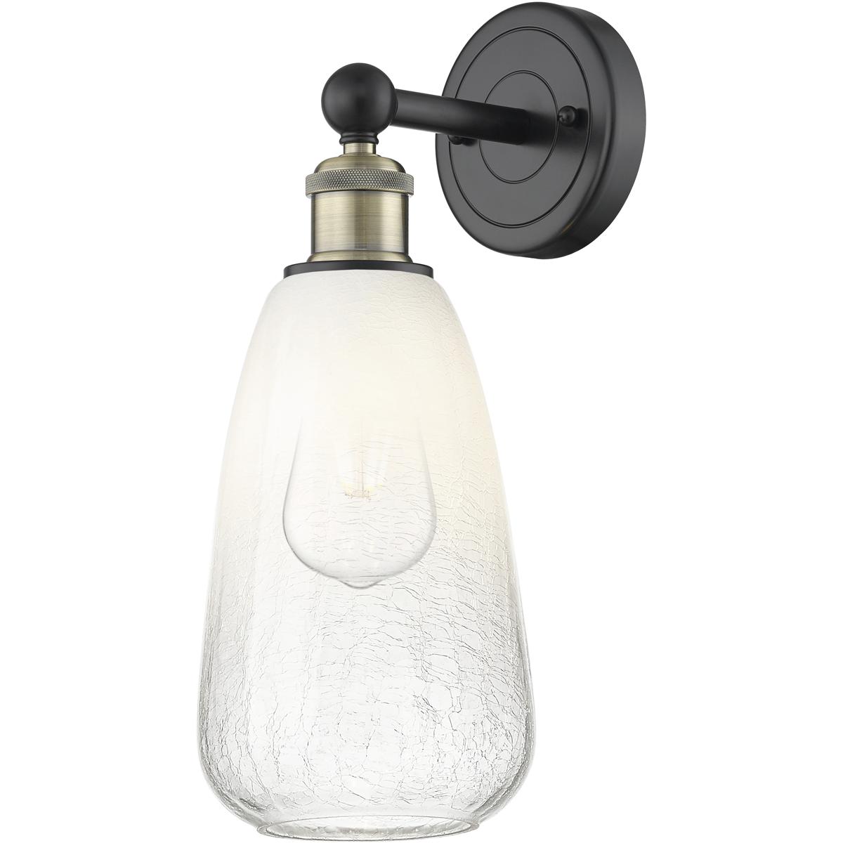 Innovations Lighting 616-1W-BAB-G480-6OP Edison Brookhaven Almond Armed Sconce Wall Light in Black Antique Brass, Opal Glass
