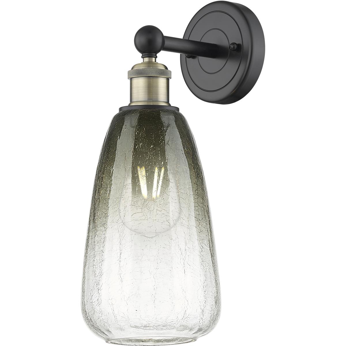 Innovations Lighting 616-1W-BAB-G480-6SL Edison Brookhaven Almond Armed Sconce Wall Light in Black Antique Brass, Slate Glass