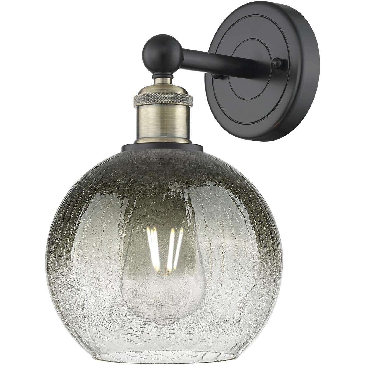 Innovations Lighting 616-1W-BAB-G483-8SL Edison Brookhaven Globe Armed Sconce Wall Light in Black Antique Brass, Slate Glass