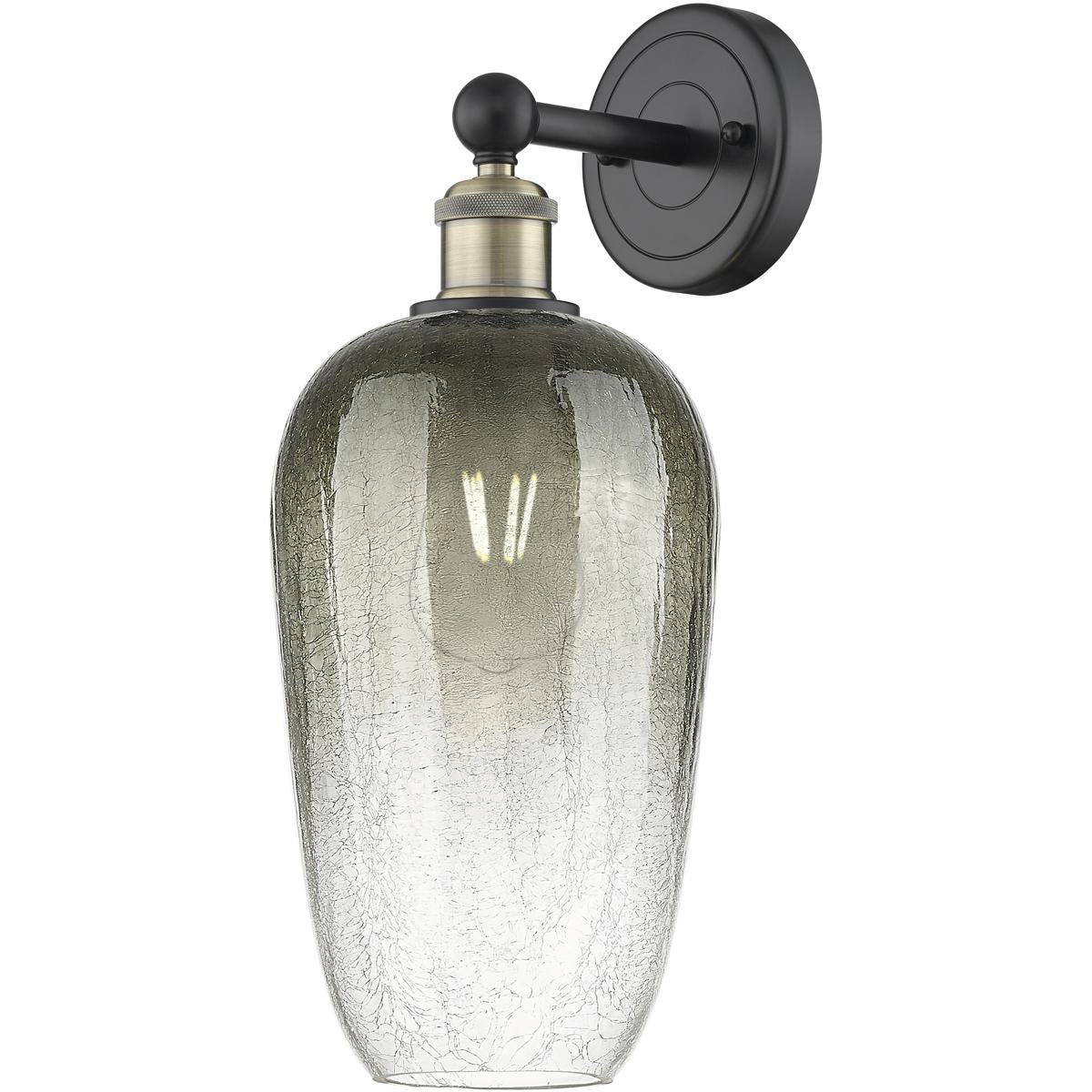 Innovations Lighting 616-1W-BAB-G484-7SL Edison Brookhaven Flute Armed Sconce Wall Light in Black Antique Brass, Slate Glass