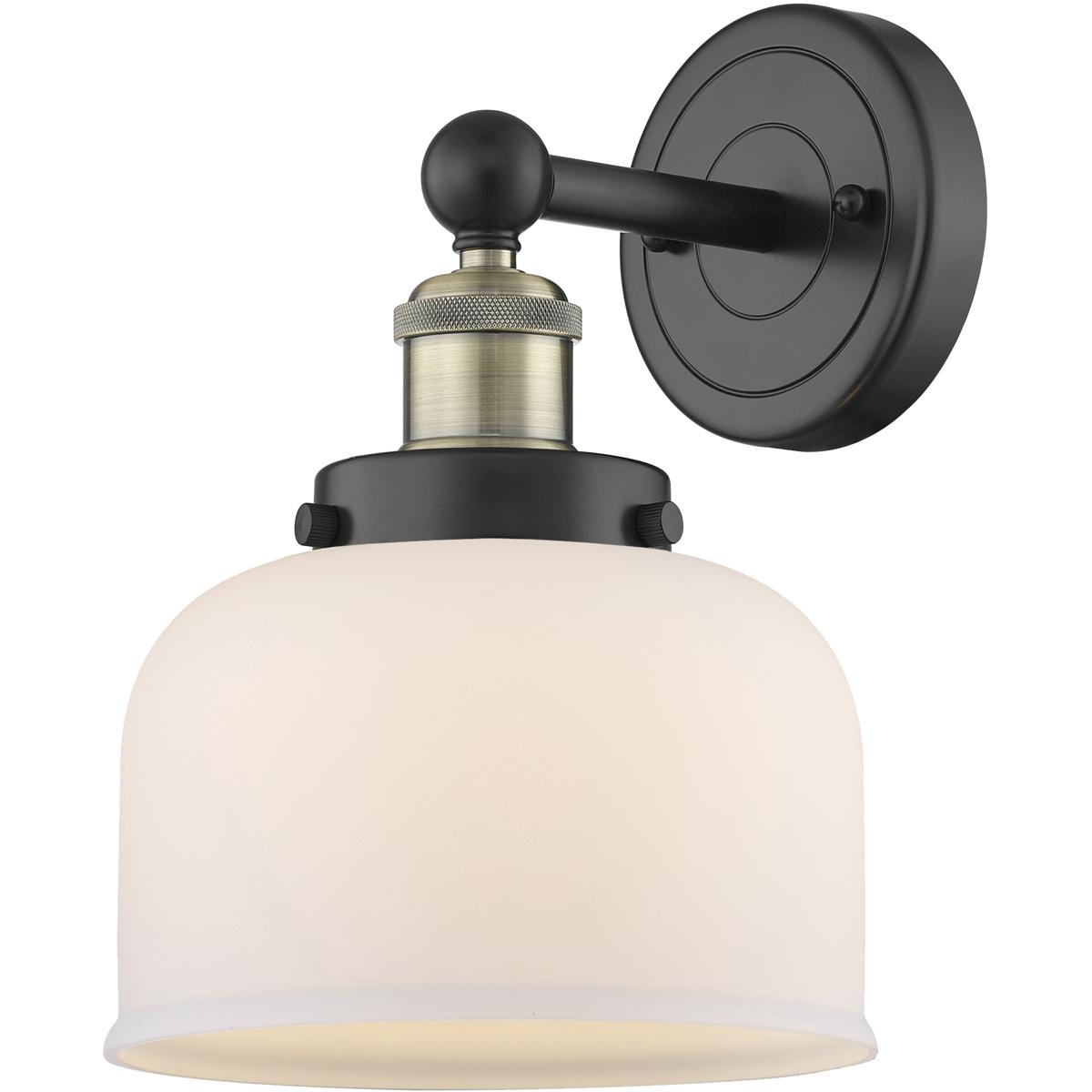 Innovations Lighting 616-1W-BAB-G71 Bell Sconce Wall Light in Black Antique Brass, Matte White