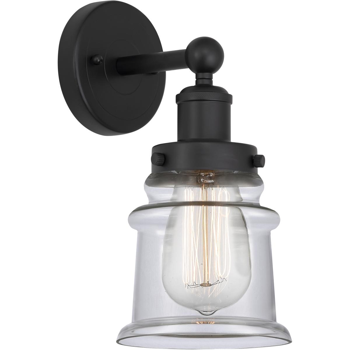 Innovations Lighting 616-1W-BK-G182S Edison Canton 1 Light 5 inch Matte Black Sconce Wall Light in Clear Glass