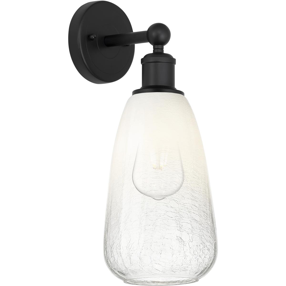 Innovations Lighting 616-1W-BK-G480-6OP Edison Brookhaven Almond Armed Sconce Wall Light in Matte Black, Opal Glass