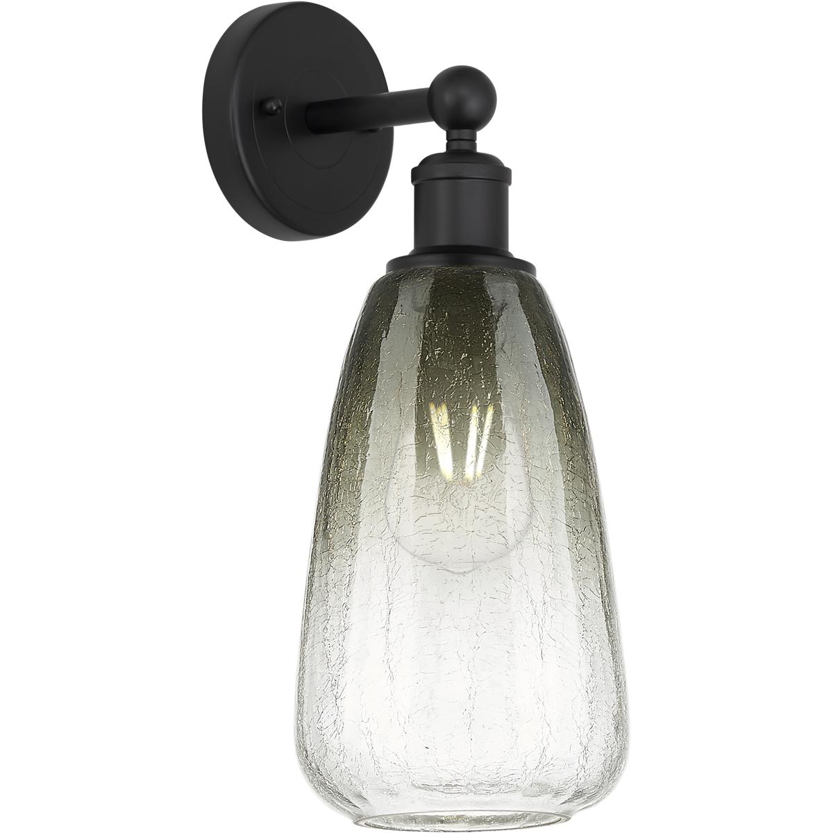 Innovations Lighting 616-1W-BK-G480-6SL Edison Brookhaven Almond Armed Sconce Wall Light in Matte Black, Slate Glass