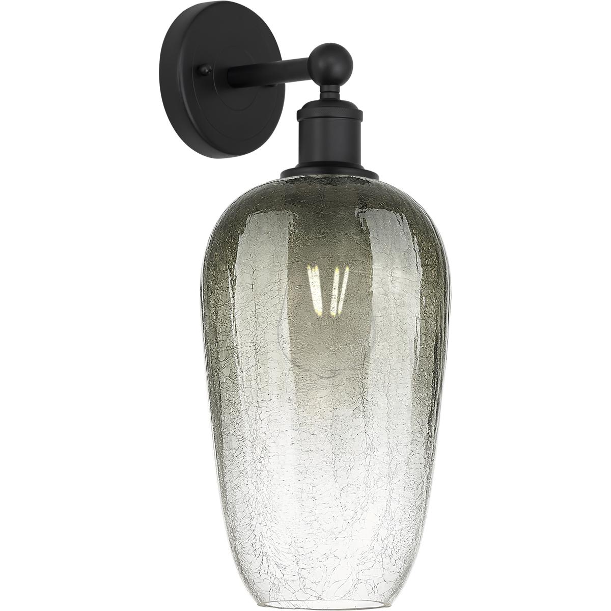 Innovations Lighting 616-1W-BK-G484-7SL Edison Brookhaven Flute Armed Sconce Wall Light in Matte Black, Slate Glass
