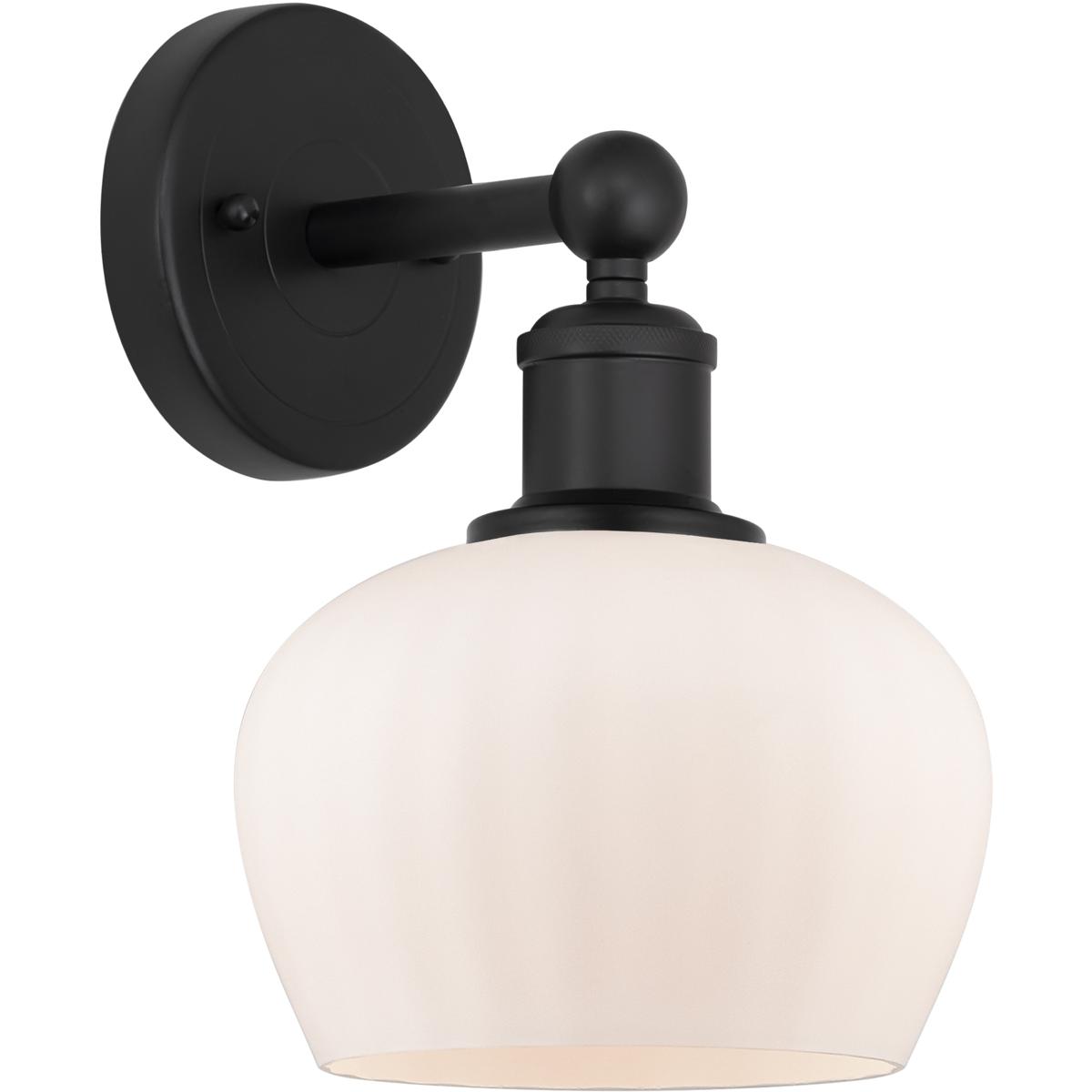 Innovations Lighting 616-1W-BK-G91 Edison Fenton 1 Light 7 inch Matte Black Sconce Wall Light in Matte White Glass
