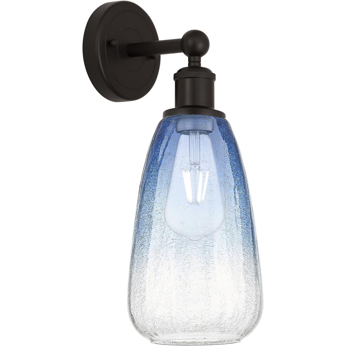 Innovations Lighting 616-1W-OB-G480-6SB Edison Brookhaven Almond Armed Sconce Wall Light in Oil Rubbed Bronze, Sapphire Blue Glass