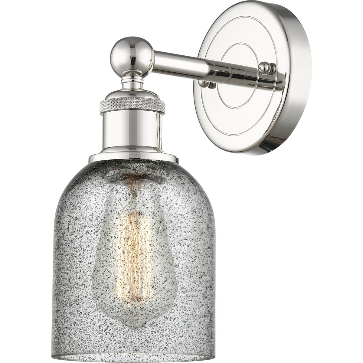 Innovations Lighting 616-1W-PN-G257 Caledonia Sconce Wall Light in Polished Nickel, Charcoal