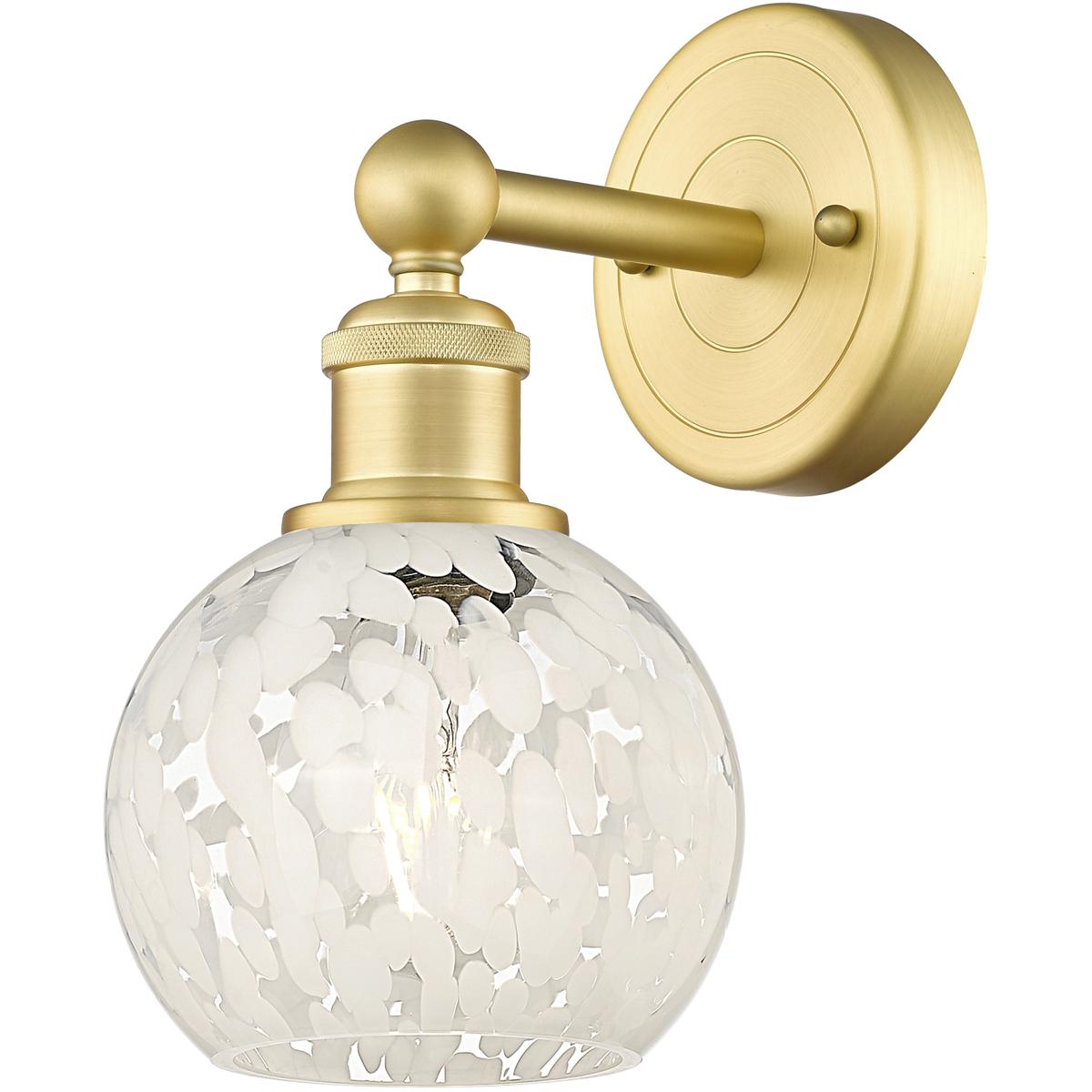 Innovations Lighting 616-1W-SG-G1216-6WM Edison White Mouchette 1 Light 6 inch Satin Gold Sconce Wall Light