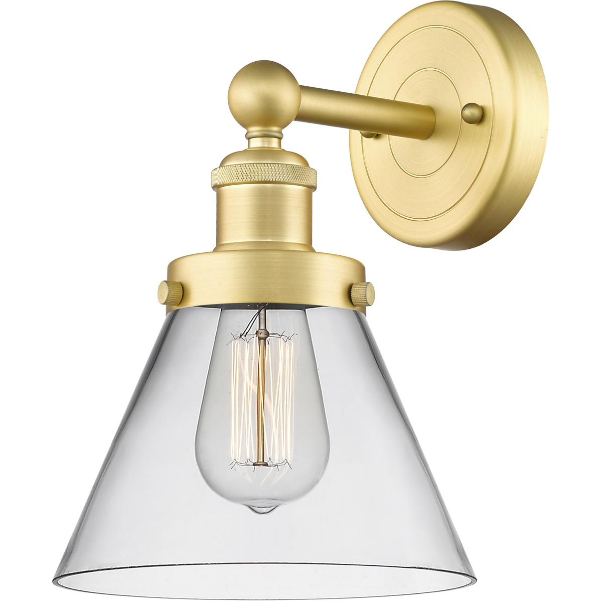 Innovations Lighting 616-1W-SG-G42 Cone 1 Light 7.75 inch Satin Gold Sconce Wall Light in Clear Glass, Large