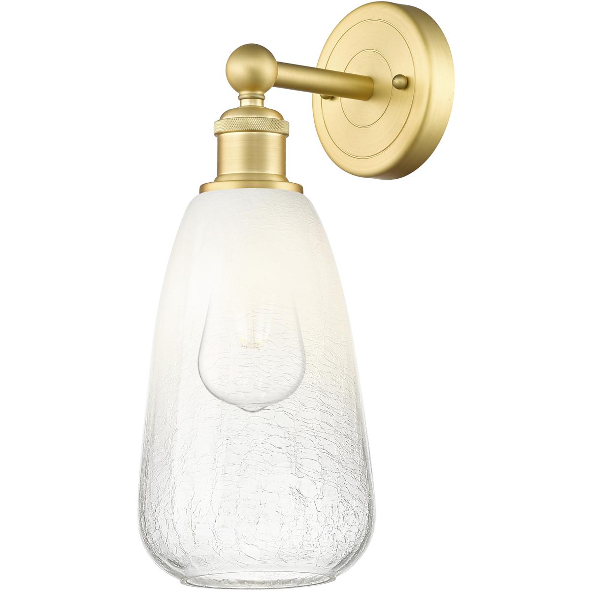 Innovations Lighting 616-1W-SG-G480-6OP Edison Brookhaven Almond Armed Sconce Wall Light in Satin Gold, Opal Glass