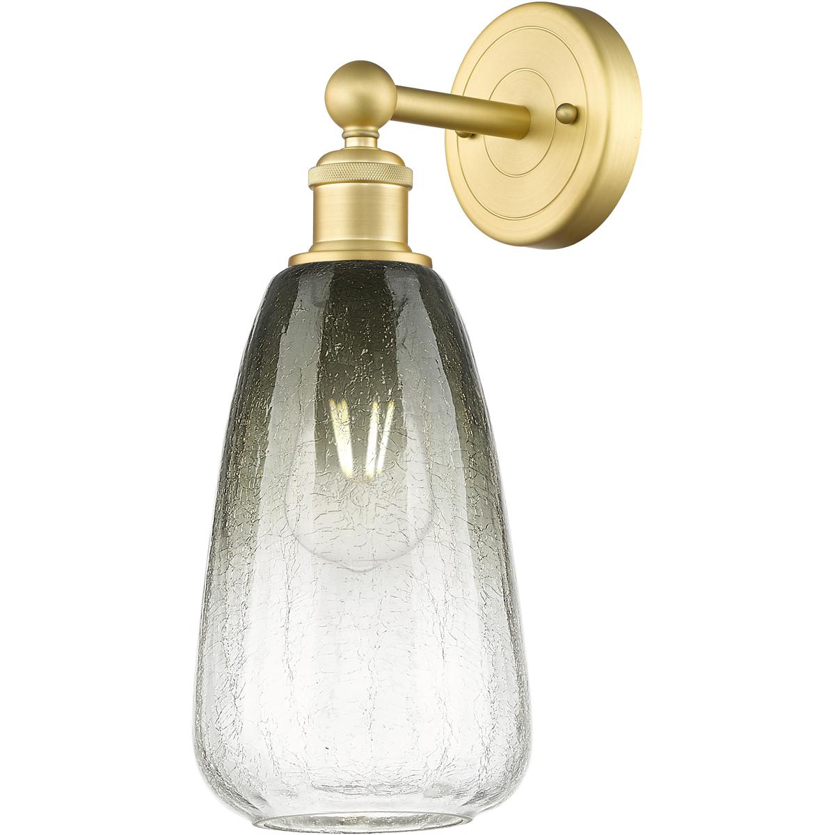 Innovations Lighting 616-1W-SG-G480-6SL Edison Brookhaven Almond Armed Sconce Wall Light in Satin Gold, Slate Glass