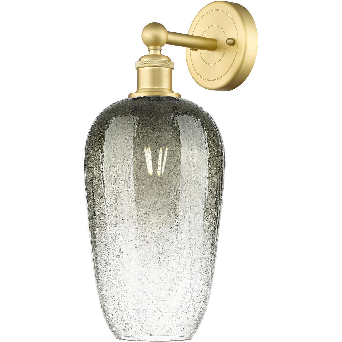 Innovations Lighting 616-1W-SG-G484-7SL Edison Brookhaven Flute Armed Sconce Wall Light in Satin Gold, Slate Glass