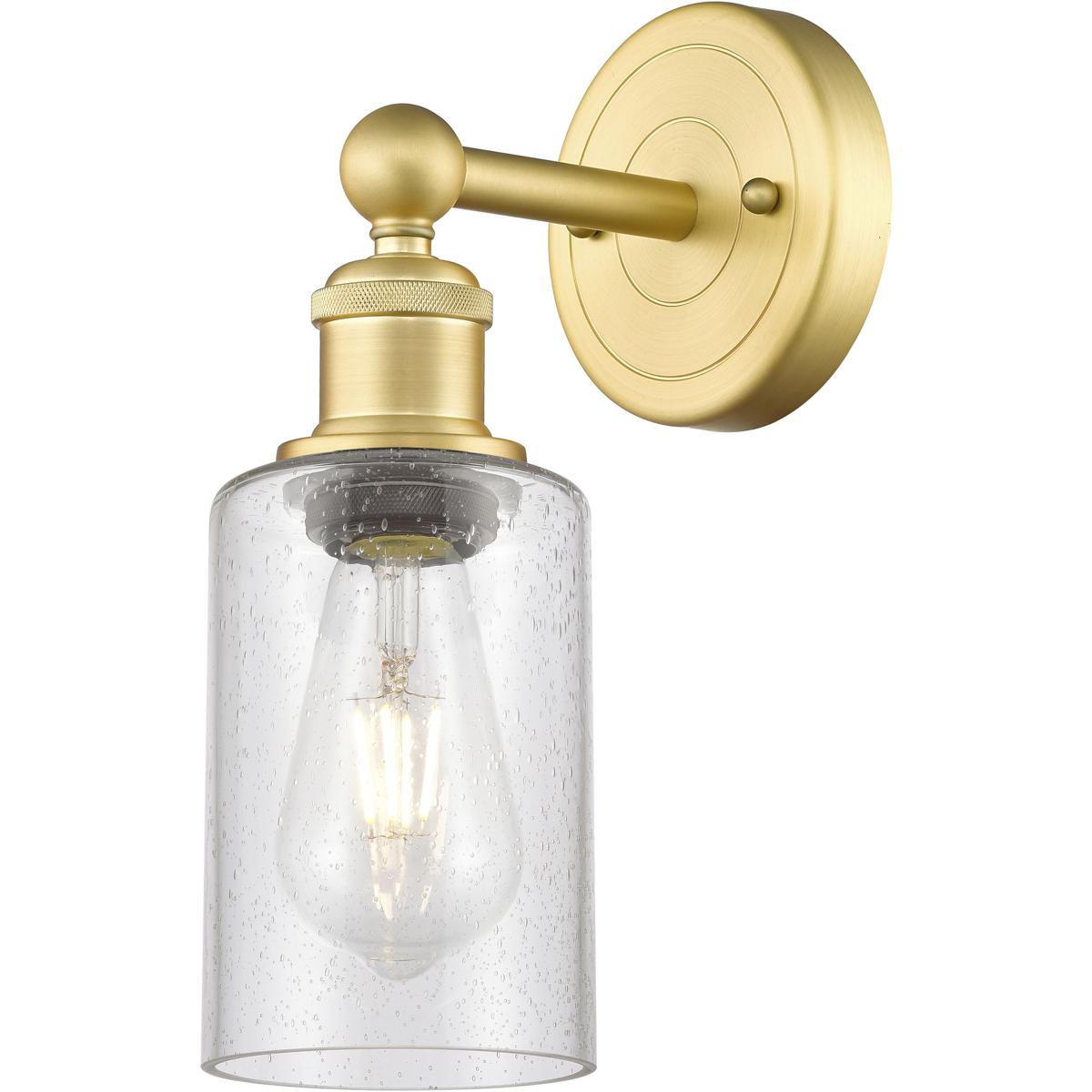 Innovations Lighting 616-1W-SG-G804 Clymer 1 Light 3.88 inch Satin Gold Sconce Wall Light in Seedy Glass