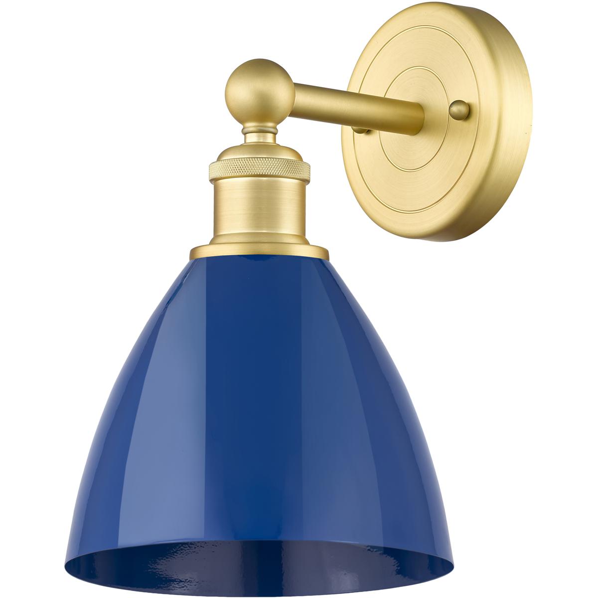 Innovations Lighting 616-1W-SG-MBD-75-BL Plymouth Dome Sconce Wall Light in Satin Gold, Blue