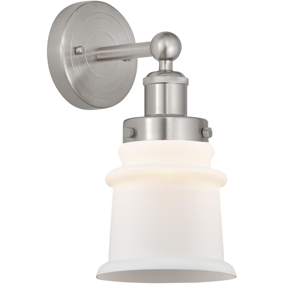 Innovations Lighting 616-1W-SN-G181S Edison Canton 1 Light 5 inch Brushed Satin Nickel Sconce Wall Light in Matte White Glass