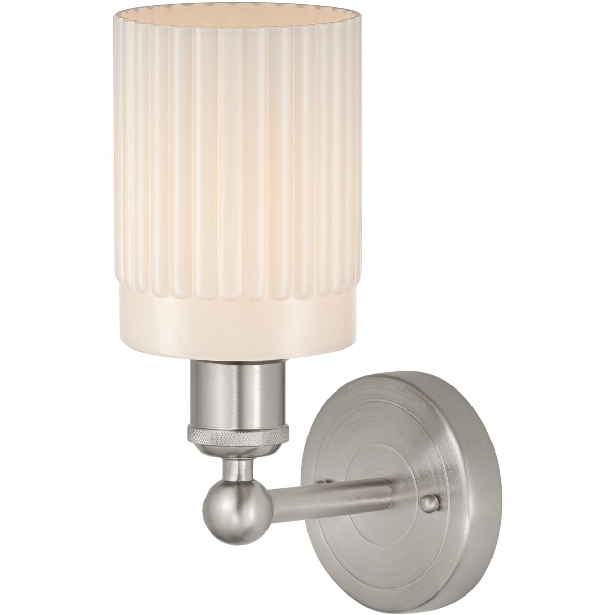 Innovations Lighting 616-1W-SN-G341 Edison Hadley 1 Light 5 inch Brushed Satin Nickel Sconce Wall Light in Matte White Glass