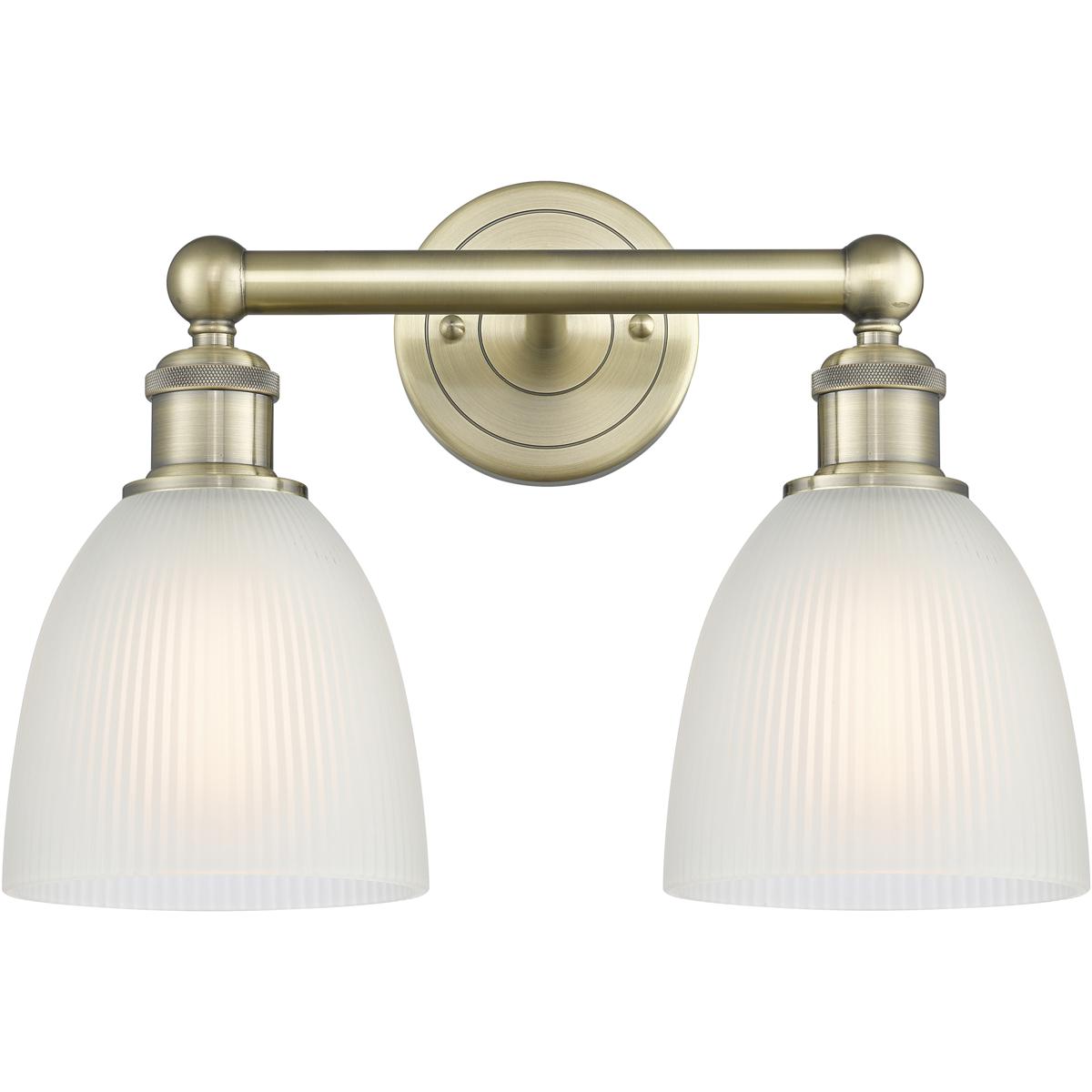 Innovations Lighting 616-2W-AB-G381 Castile 2 Light 15 inch Antique Brass Bath Vanity Light Wall Light in White