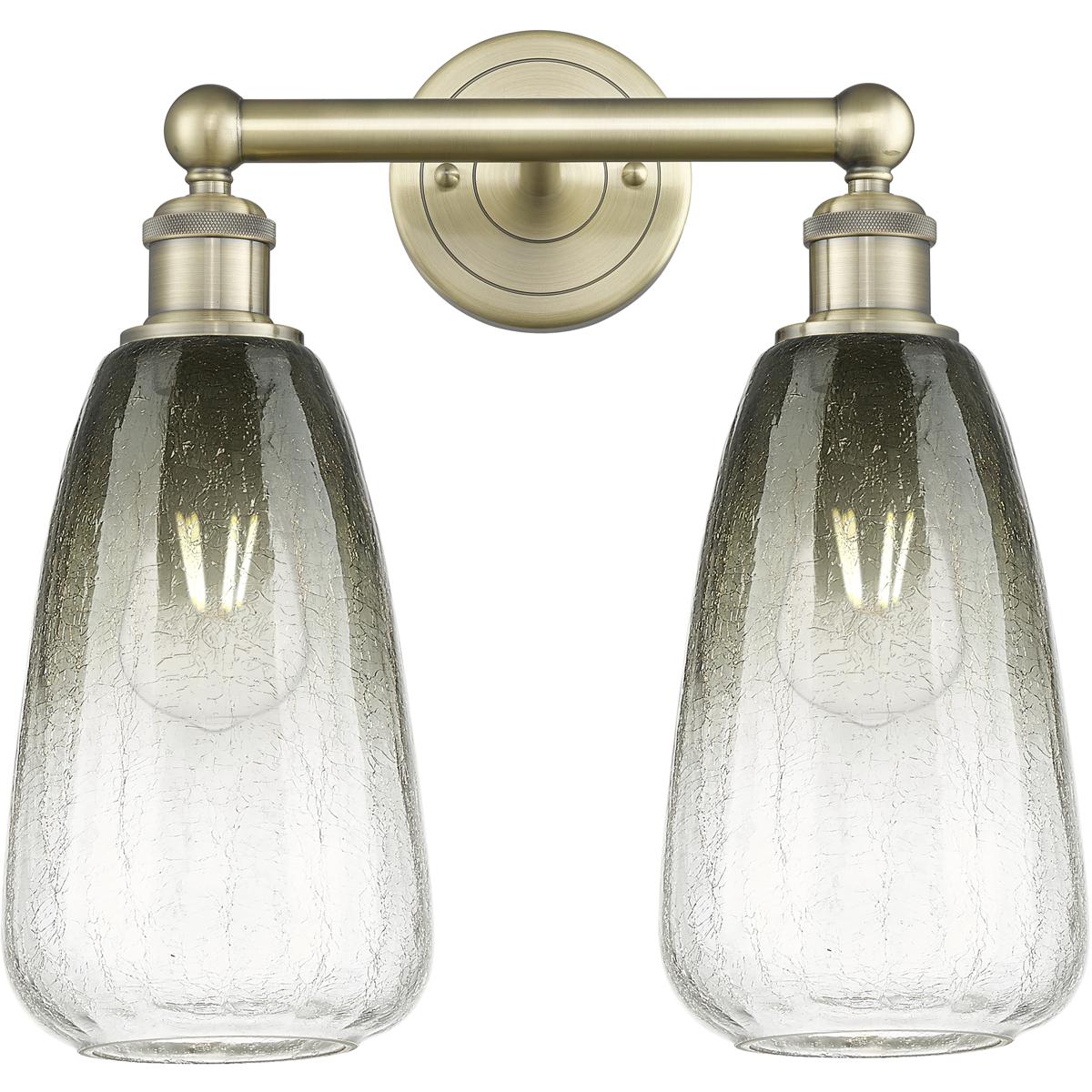 Innovations Lighting 616-2W-AB-G480-6SL Edison Brookhaven Almond 2 Light 15 inch Antique Brass Bath Vanity Light Wall Light in Slate Glass