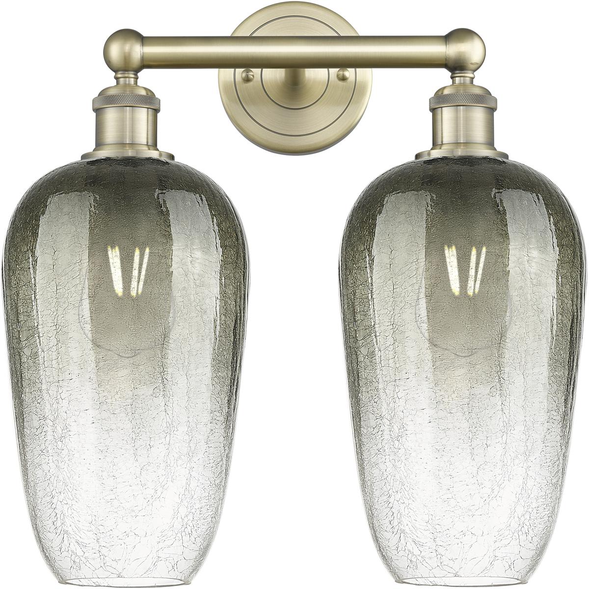 Innovations Lighting 616-2W-AB-G484-7SL Edison Brookhaven Flute 2 Light 16 inch Antique Brass Bath Vanity Light Wall Light in Slate Glass