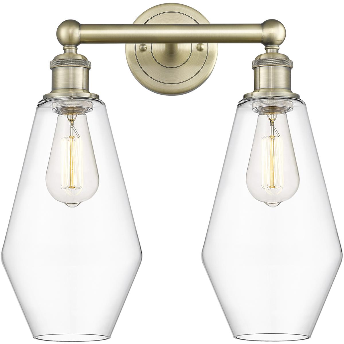 Innovations Lighting 616-2W-AB-G652-7 Cindyrella 2 Light 16 inch Antique Brass Bath Vanity Light Wall Light in Clear