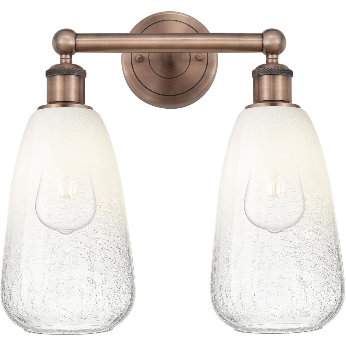 Innovations Lighting 616-2W-AC-G480-6OP Edison Brookhaven Almond 2 Light 15 inch Antique Copper Bath Vanity Light Wall Light in Opal Glass