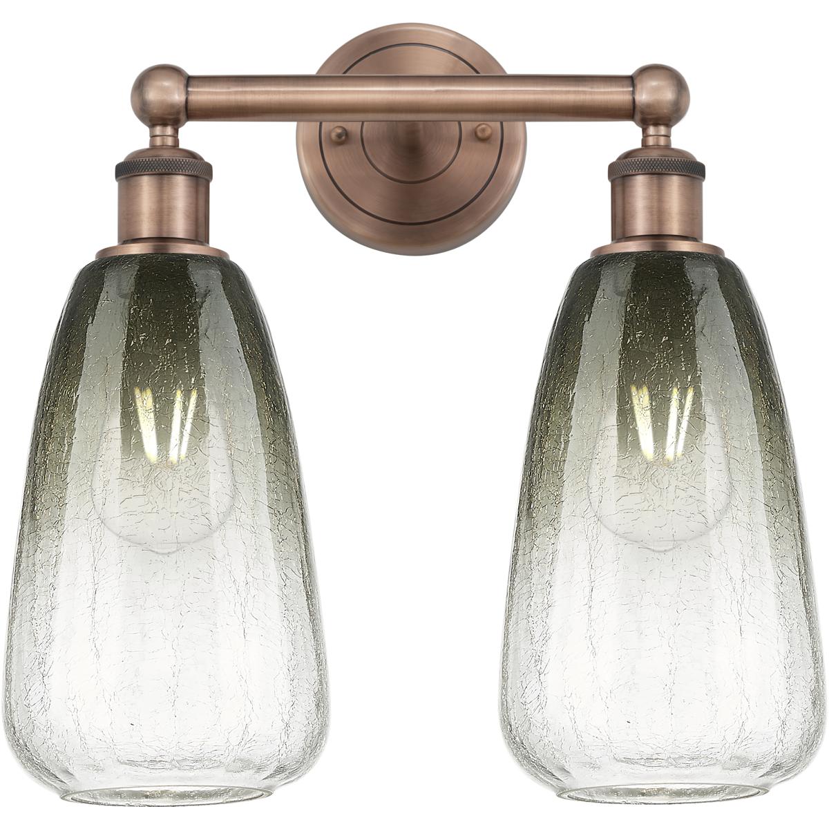Innovations Lighting 616-2W-AC-G480-6SL Edison Brookhaven Almond 2 Light 15 inch Antique Copper Bath Vanity Light Wall Light in Slate Glass